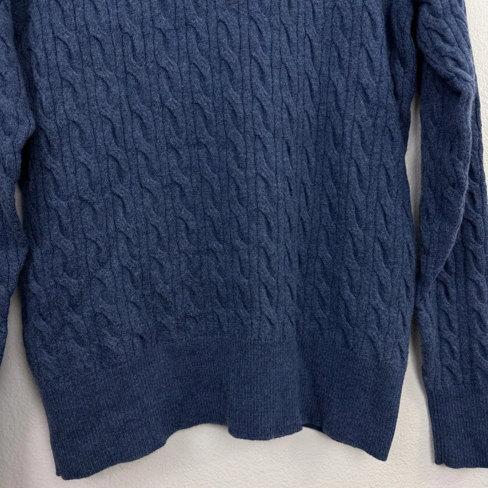Peter Millar Sweater Mens Small Blue Merino Wool Cable Knit Henley Pullover